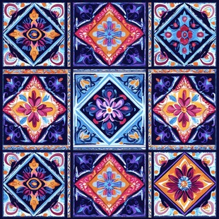 绚丽多彩的民族风瓷砖图案