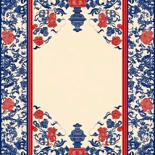 中式青花瓷边框图案设计