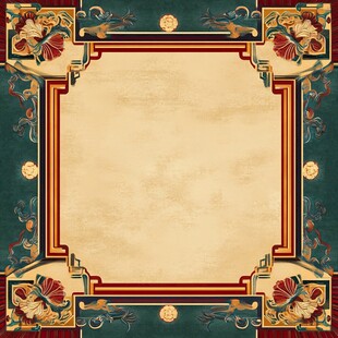 中式古典花纹边框背景图