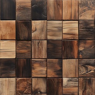 木质拼贴方块纹理墙面
