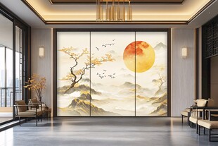 中式客厅大气山水壁画