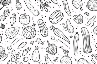 手绘蔬菜图案无缝背景图
