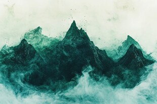 水墨风格的梦幻山峦景象