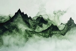 水墨山峦意境图