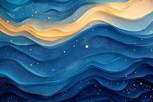 梦幻蓝色海浪星空背景图