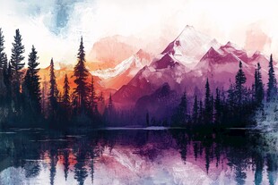 梦幻山水间的森林湖泊