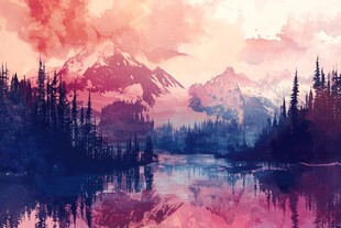 梦幻山水间的森林湖泊美景