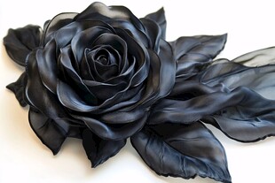 黑色绢制玫瑰花朵装饰