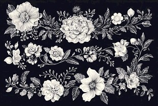 黑白花卉装饰图案集合