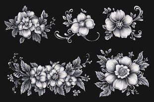 黑白花卉装饰图案设计