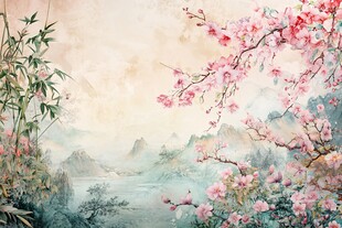 春日山水间的烂漫繁花