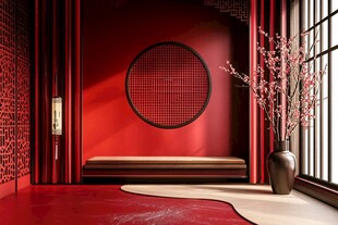 中式红韵雅致室内一角