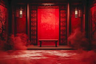 中式红韵场景 古雅长凳