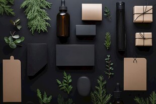 简约风美妆包装与绿植搭配