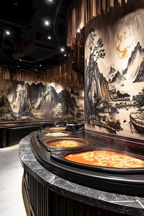 中式风火锅餐厅优雅场景