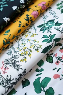 多彩花卉植物印花布料