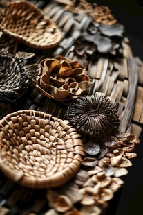 精美手工编织与干果摆件