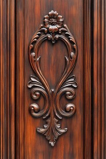 精美木质雕花门板细节