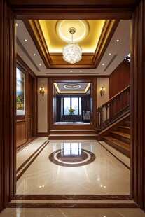 豪华中式风格别墅入户门厅