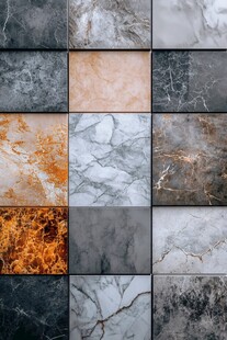 多样大理石纹理瓷砖展示