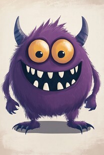 紫色萌怪 大眼咧嘴超可爱