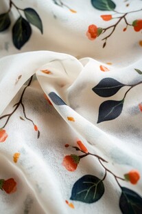 花卉枝叶印花柔软丝绸布料