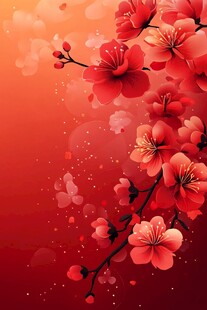 喜庆红梅花绽放背景图