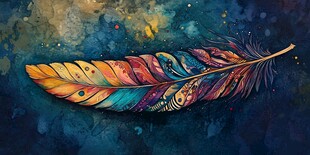 梦幻彩色羽毛艺术插画