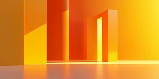 橙黄空间光影艺术场景