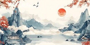 秋日山水间的诗意美景