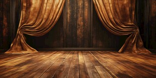复古舞台场景 华丽幕布开启