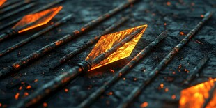 炽热燃烧的箭头排列场景