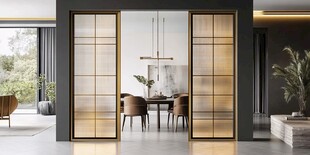 现代简约风玻璃隔断餐厅空间