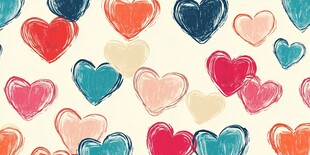 多彩手绘爱心图案背景