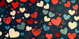 多彩爱心图案背景