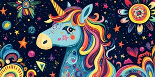 梦幻独角兽的奇幻星空世界