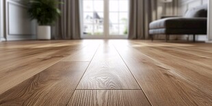 温馨客厅的木质地板特写