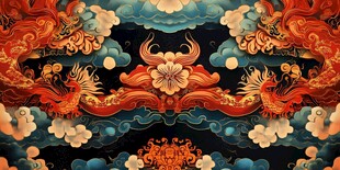 中式传统龙凤花卉祥瑞图案