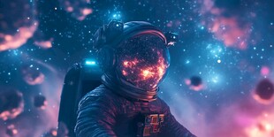 太空宇航员的奇幻宇宙景象