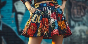 多彩印花短裙时尚魅力