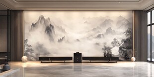 中式山水客厅壁画装饰