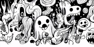 幽灵鬼怪大集合插画