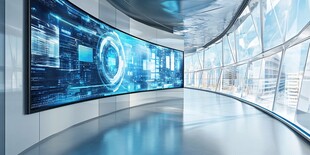 未来科技感弧形大屏展示空间