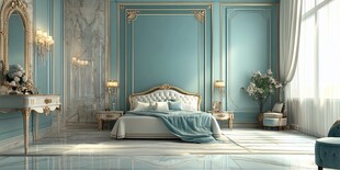 优雅蓝调奢华卧室空间