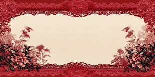 复古红蕾丝花卉边框背景