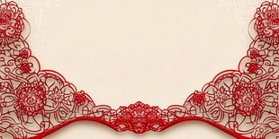 红色精美蕾丝领口图案