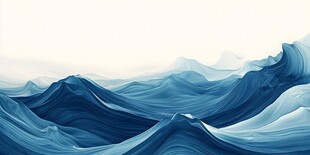 蓝色水墨风起伏山峦背景