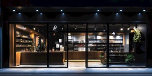 时尚温馨的咖啡店店面外观