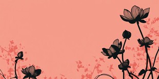 粉色背景中的优雅荷花剪影