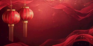 喜庆红绸灯笼背景图